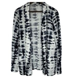 Majestic Filatures Cardigan Womens L Gray Tie Dye Linen Open Deluxe Teeshirt